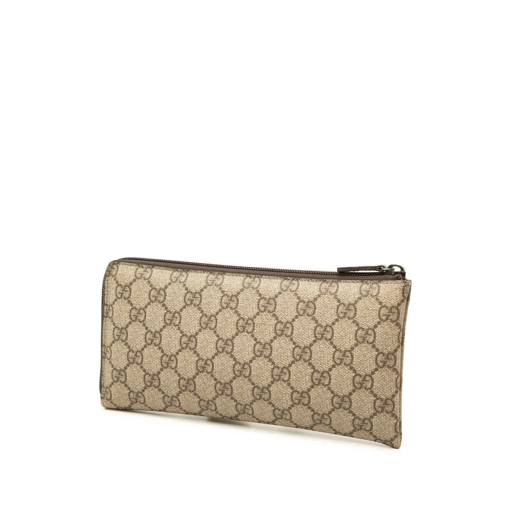 Gucci GG Supreme Zip Pouch Beige Canvas Very good - Back View