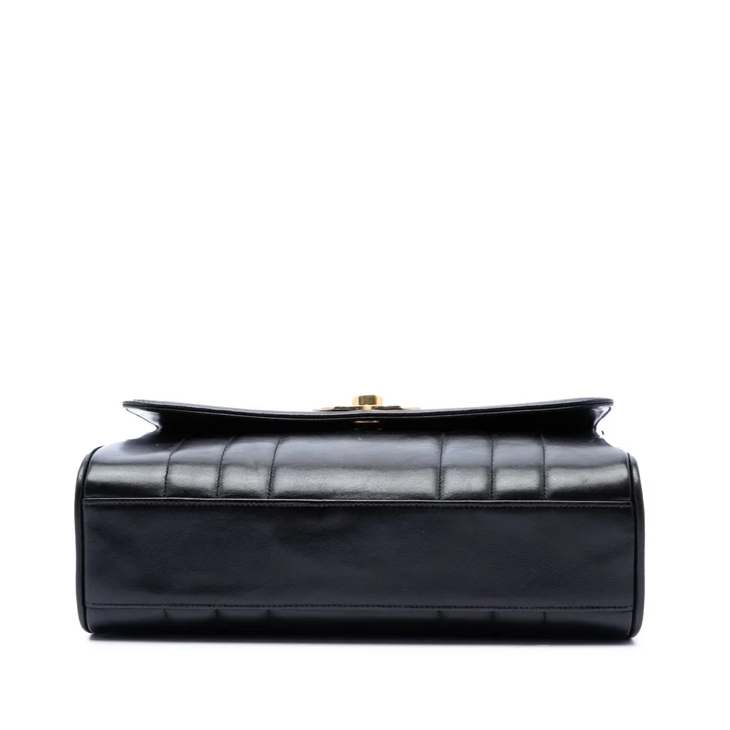 Chanel Vertical Quilt Lambskin Flap Black Leather Very good - Inside View