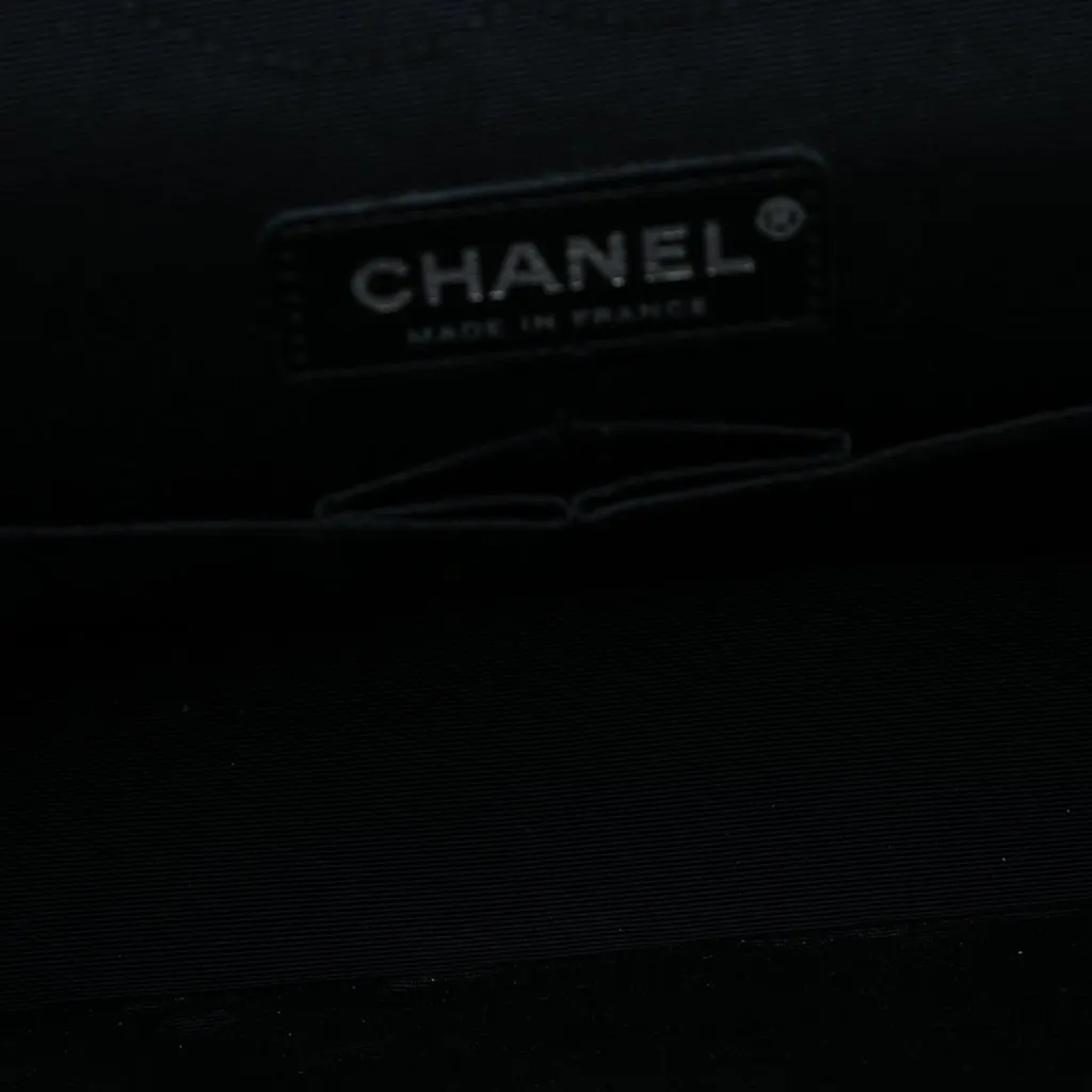 Chanel Medium Classic Tweed Sequins Double Flap Black Good - Model View