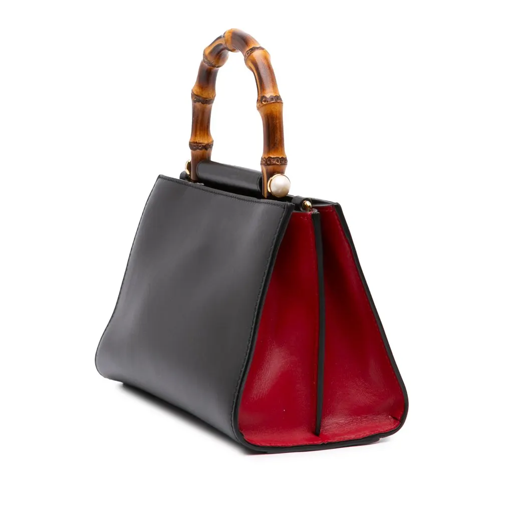 Gucci Mini Nappa Bamboo Web Nymphaea Top Handle Bag Black Leather Very good - Back View