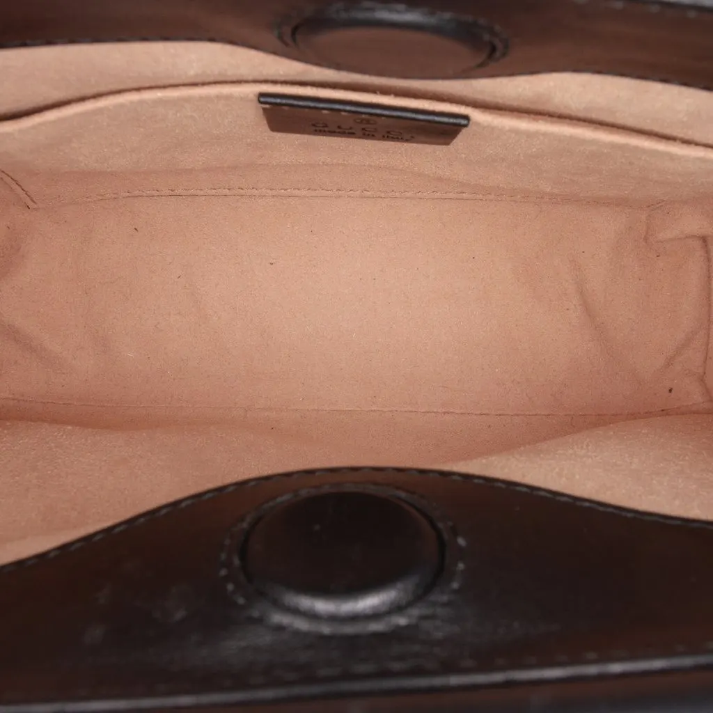 Gucci Mini Nappa Bamboo Web Nymphaea Top Handle Bag Black Leather Very good - Model View