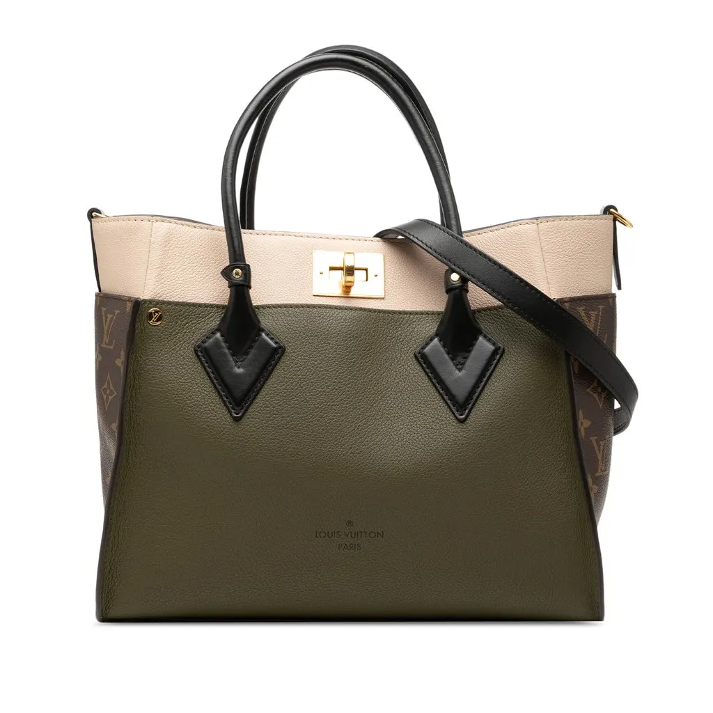 Louis Vuitton Monogram On My Side MM Green Leather Very good - Front View