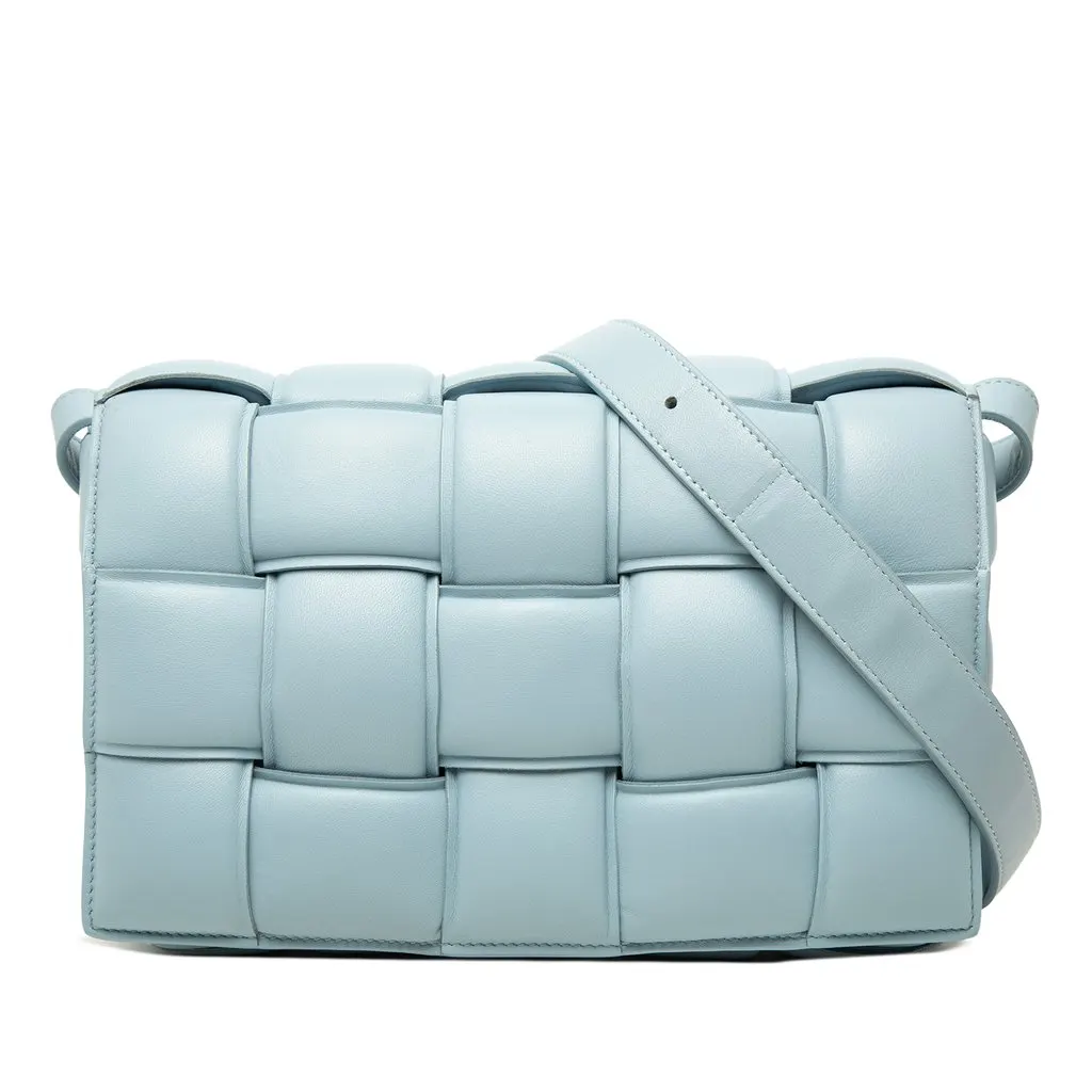 Bottega Veneta Nappa Intrecciato Padded Cassette Crossbody Blue Leather Very good - Front View