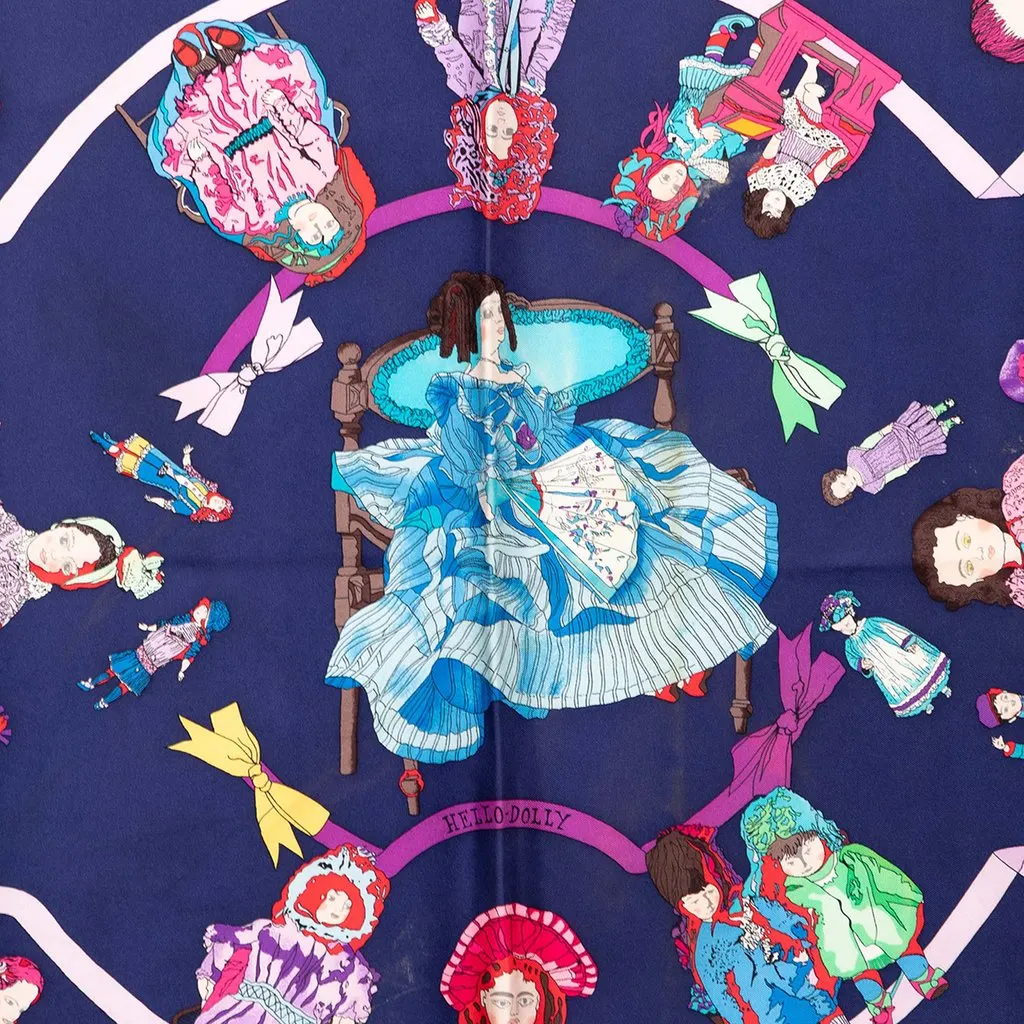 Hermès Hello Dolly Silk Scarf 90 Blue Very good - Back View