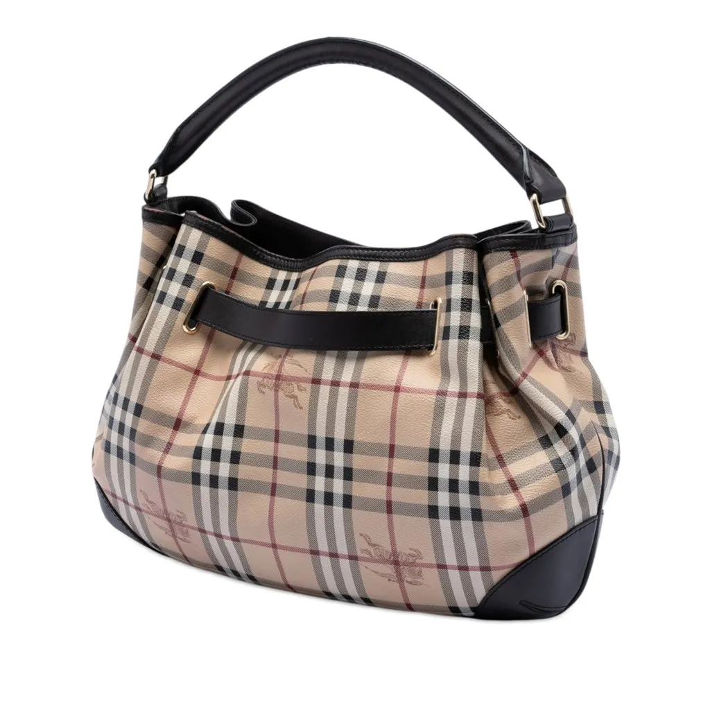 Burberry Medium Haymarket Check Coated Canvas Willenmore Hobo Beige Very good - Back View