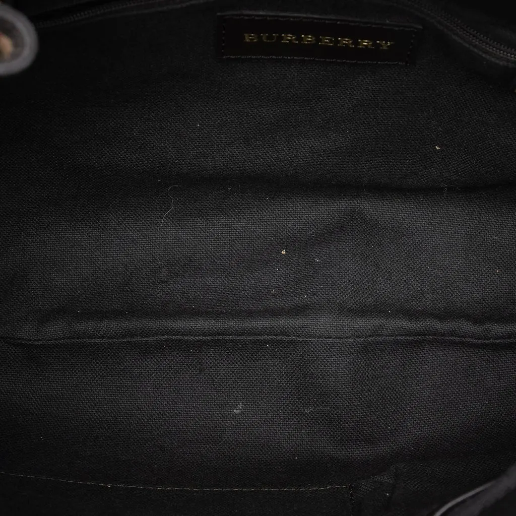 Burberry Medium Haymarket Check Coated Canvas Willenmore Hobo Beige Very good - Model View