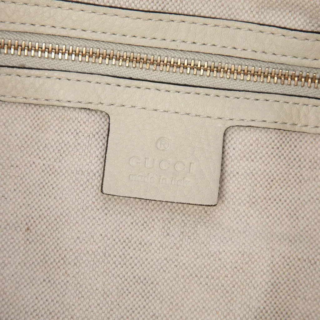 Gucci Tall Calfskin Bamboo Shopper Tote White Leather Very good - Box View