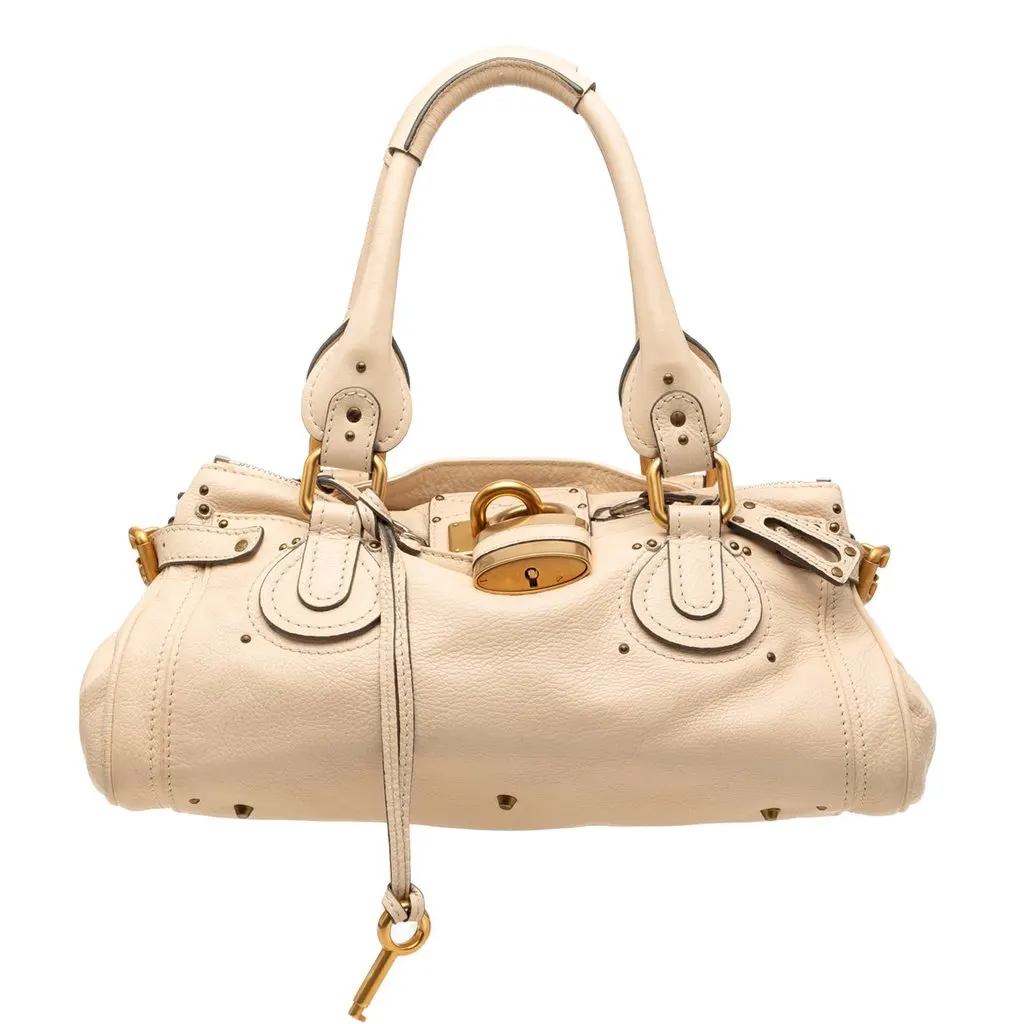 Chloé Medium Leather Paddington Handbag Beige Leather Very good - Front View