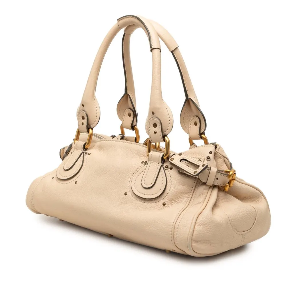 Chloé Medium Leather Paddington Handbag Beige Leather Very good - Back View