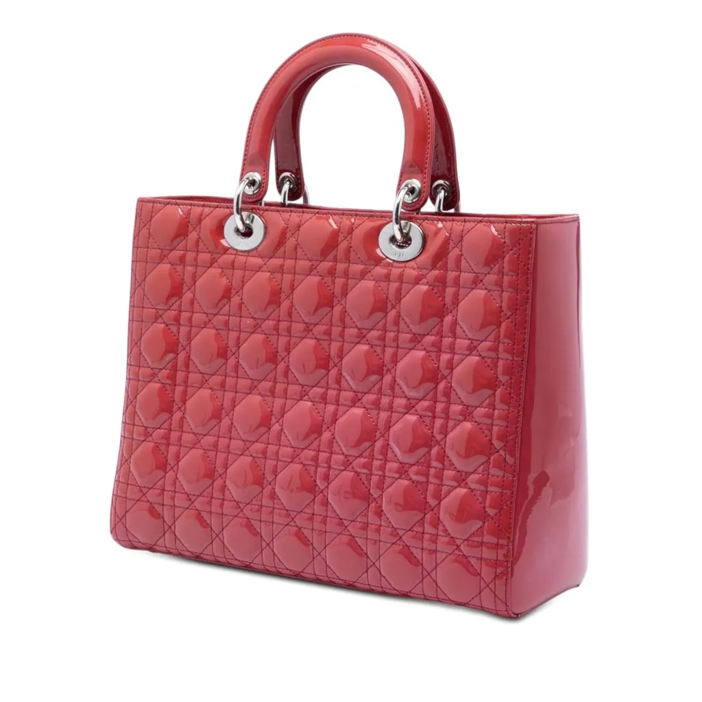 Dior Large Patent Cannage Lady Dior Red Leather Very good - Back View