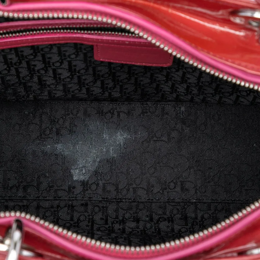 Dior Large Patent Cannage Lady Dior Red Leather Very good - Model View