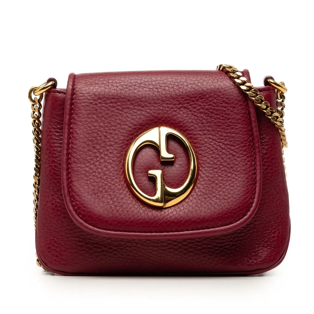 Gucci Small Calfskin 1973 Chain Crossbody Red Leather Very good - Front View