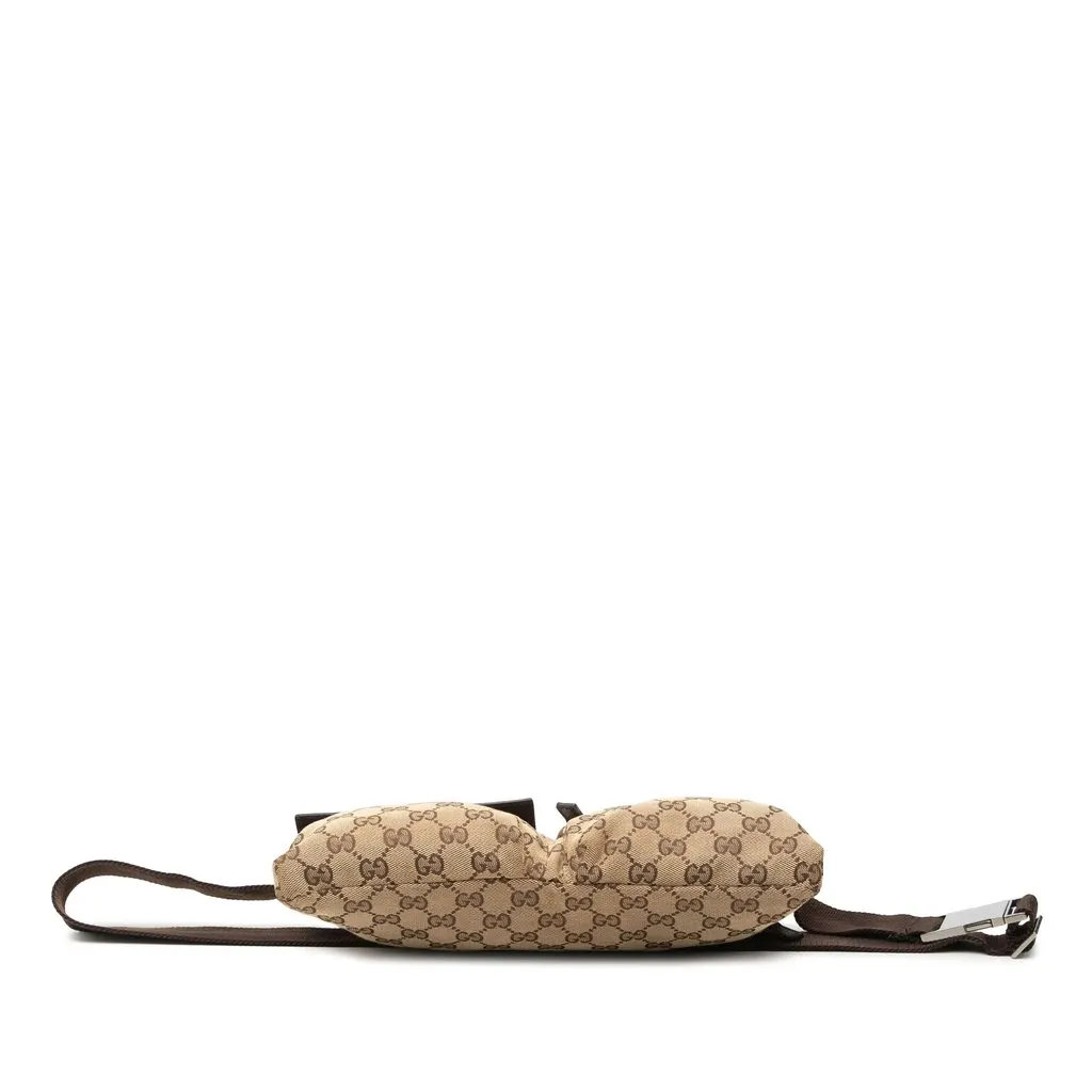 Gucci GG Canvas Double Pocket Belt Bag Beige Canvas Good - Inside View