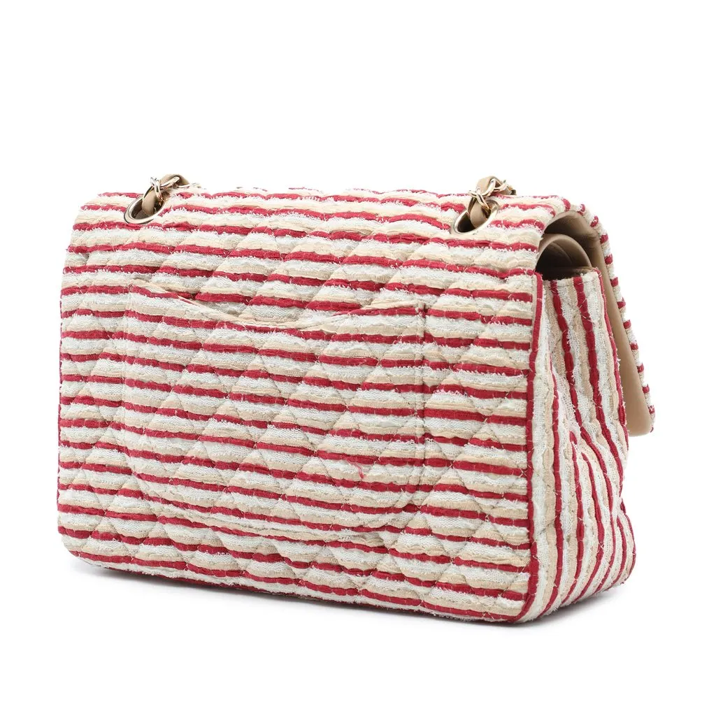 Chanel Medium Classic Jersey Coco Sailor Double Flap Red Very good - Back View