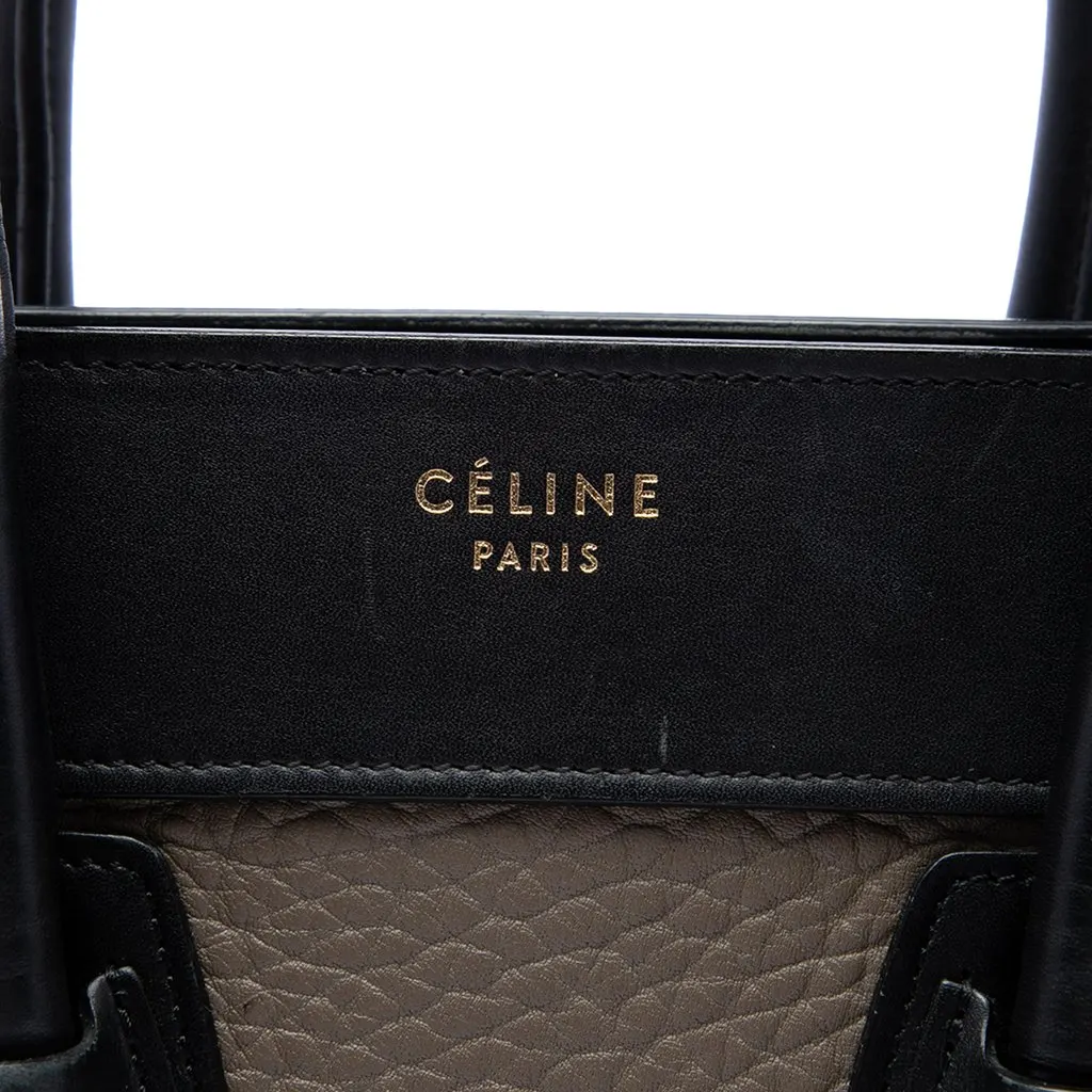 Celine Micro Tricolor Leather Luggage Tote Brown Leather Good - Box View