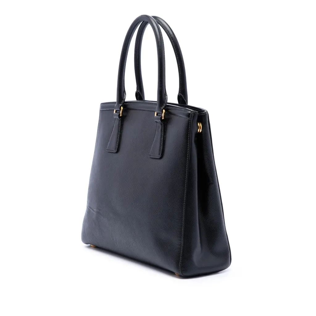 Prada Saffiano Lux Parabole Satchel Black Leather Very good - Back View