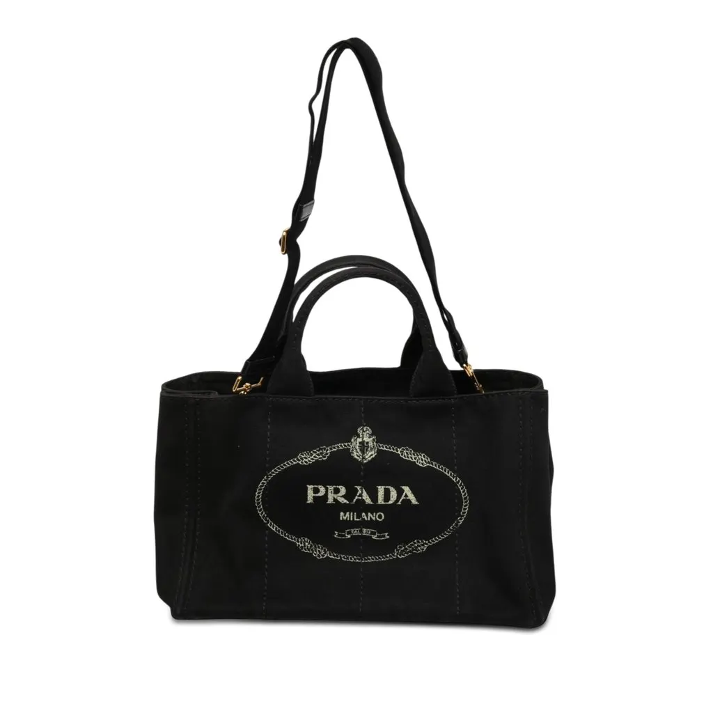 Prada Canvas Canapa Logo Tote Black Canvas Very good - Front View