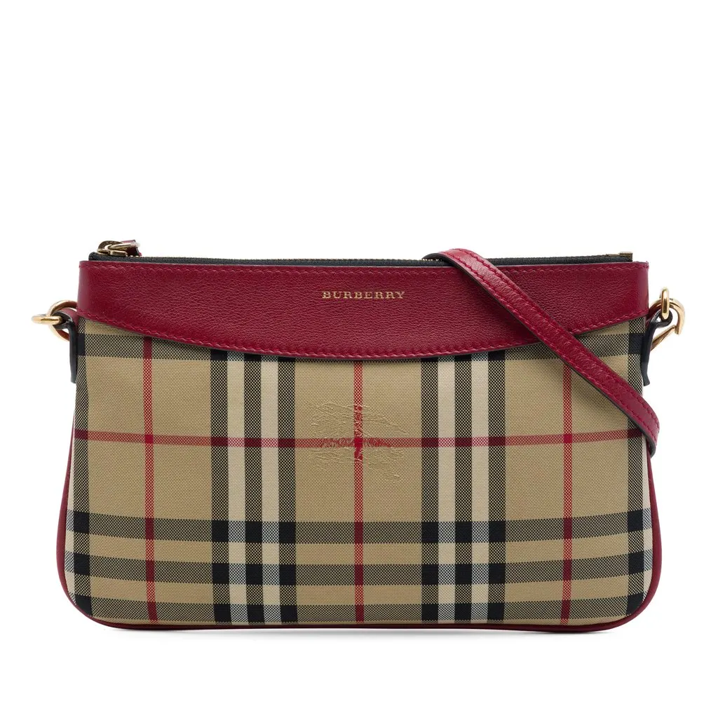 Burberry Haymarket Check Canvas Peyton Crossbody Beige Very good - Front View