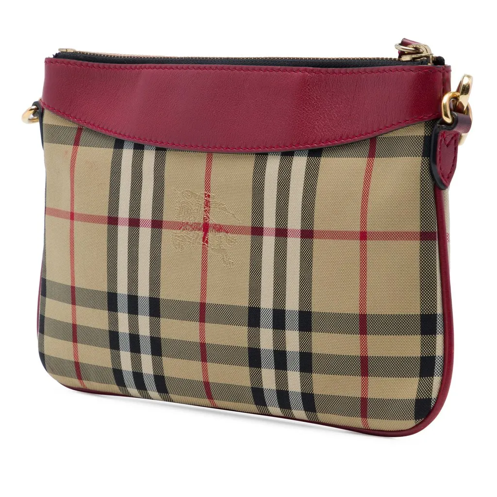 Burberry Haymarket Check Canvas Peyton Crossbody Beige Very good - Back View