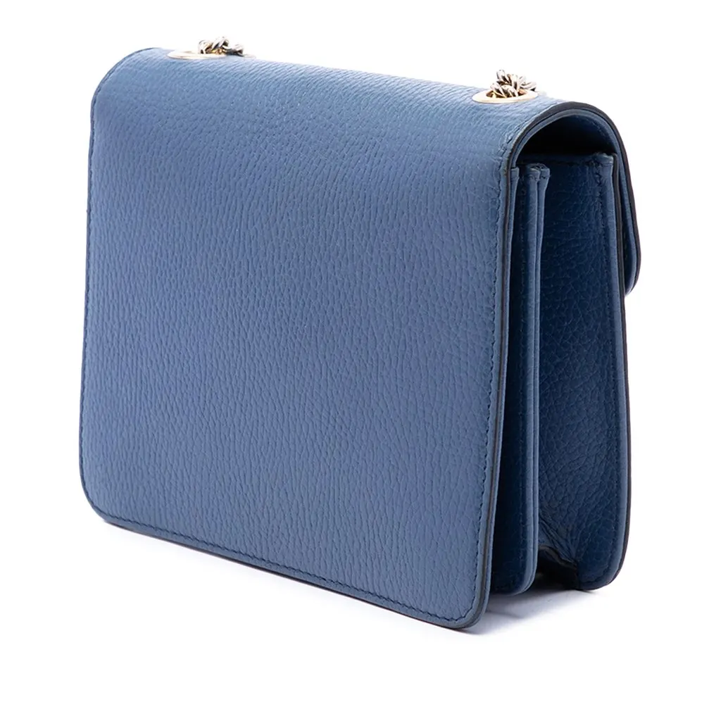 Gucci Small Dollar Calfskin Interlocking G Crossbody Blue Leather Good - Back View