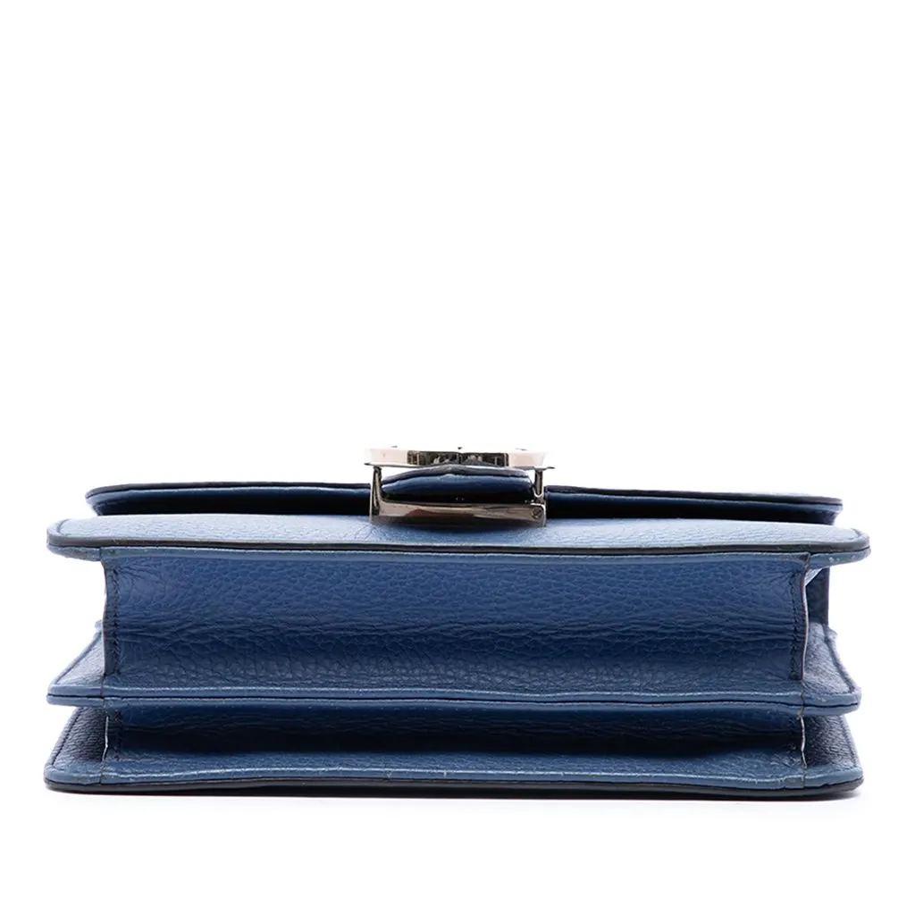 Gucci Small Dollar Calfskin Interlocking G Crossbody Blue Leather Good - Inside View
