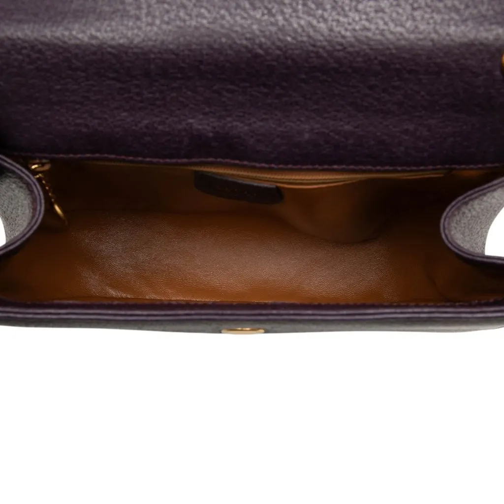 Gucci Small Calfskin Bamboo Top Handle Flap Purple Leather Very good - Model View