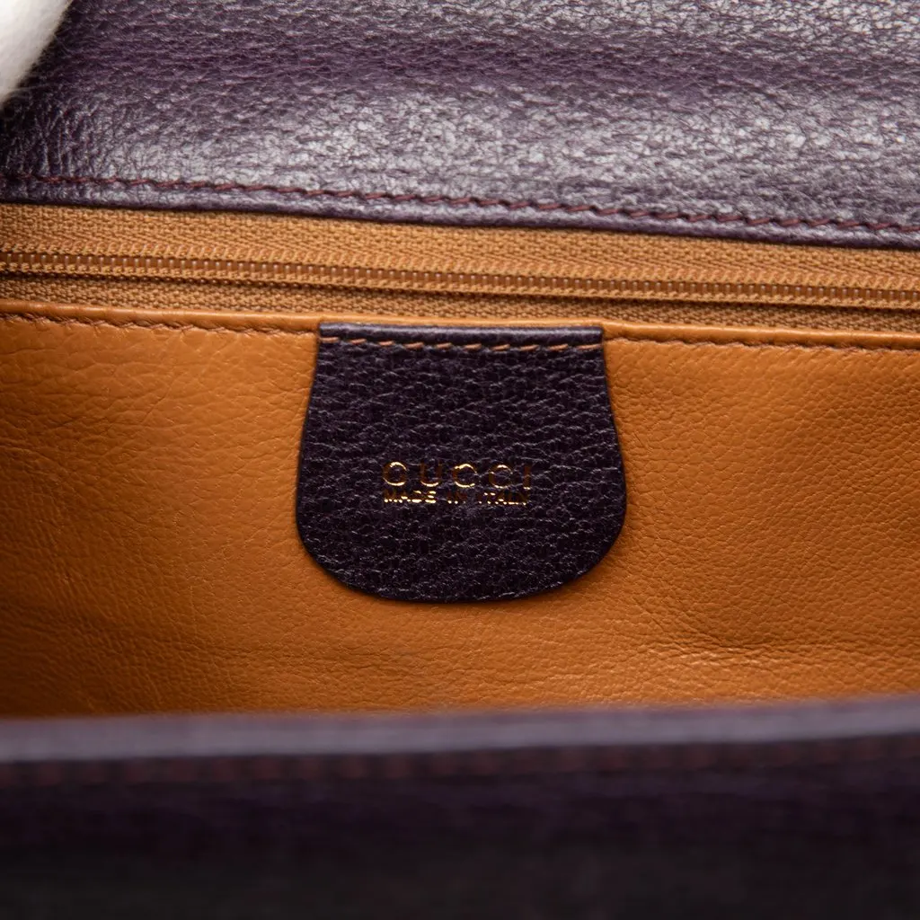 Gucci Small Calfskin Bamboo Top Handle Flap Purple Leather Very good - Box View