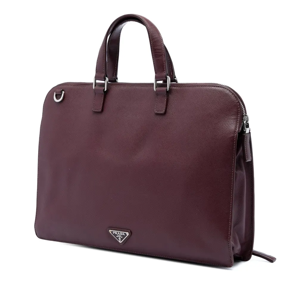 Prada Saffiano Business Bag Red Leather Good - Back View