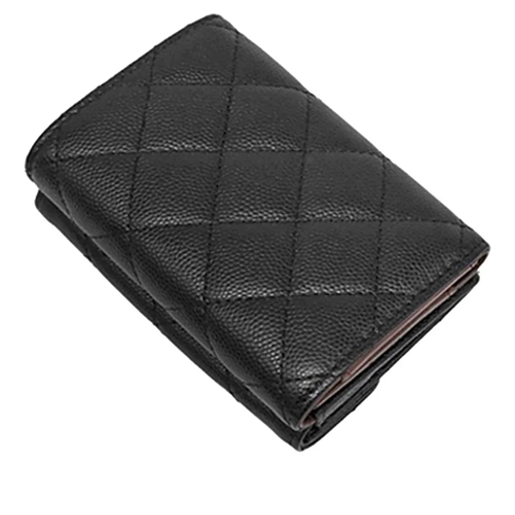 Chanel CC Quilted Caviar Flap Card Holder Wallet Black Leather Very good - Back View