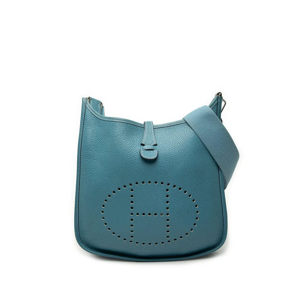 Hermès Clemence Evelyne II 29 Blue Leather Very good - Front View