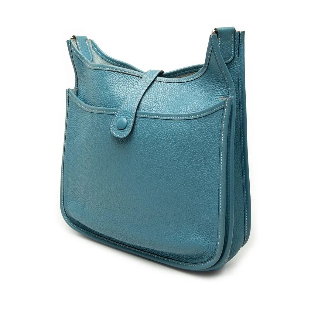 Hermès Clemence Evelyne II 29 Blue Leather Very good - Back View