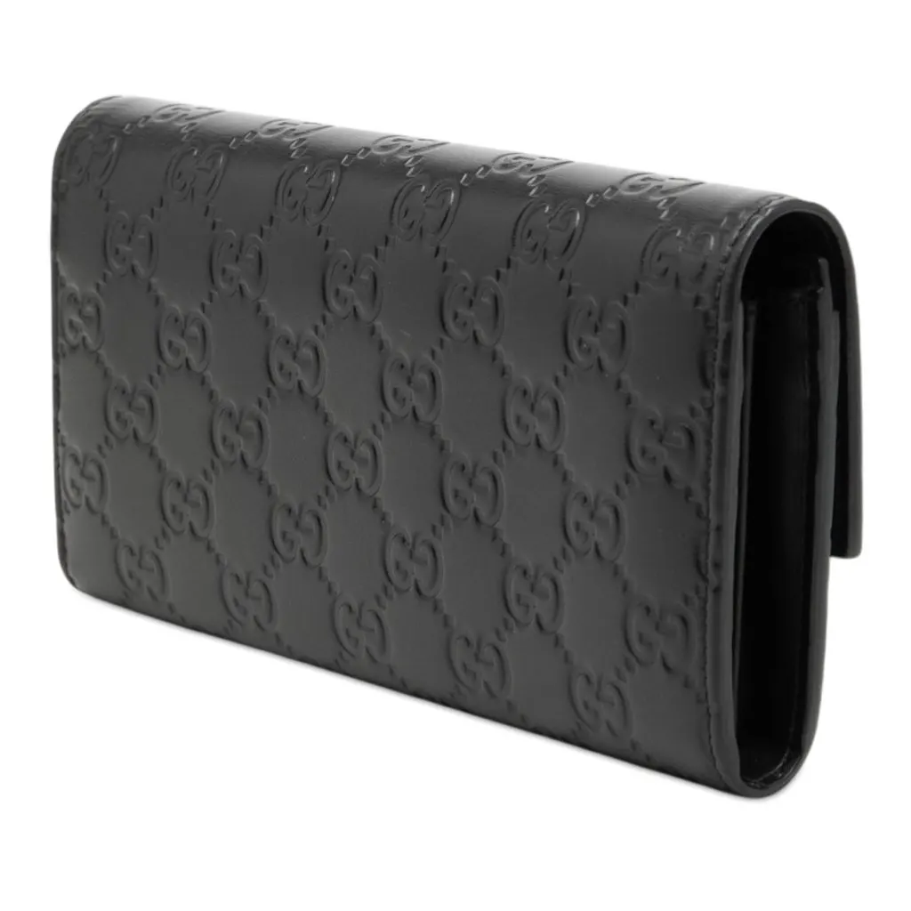 Gucci Guccissima Signature Crystal Cat Continental Wallet Black Leather Very good - Back View