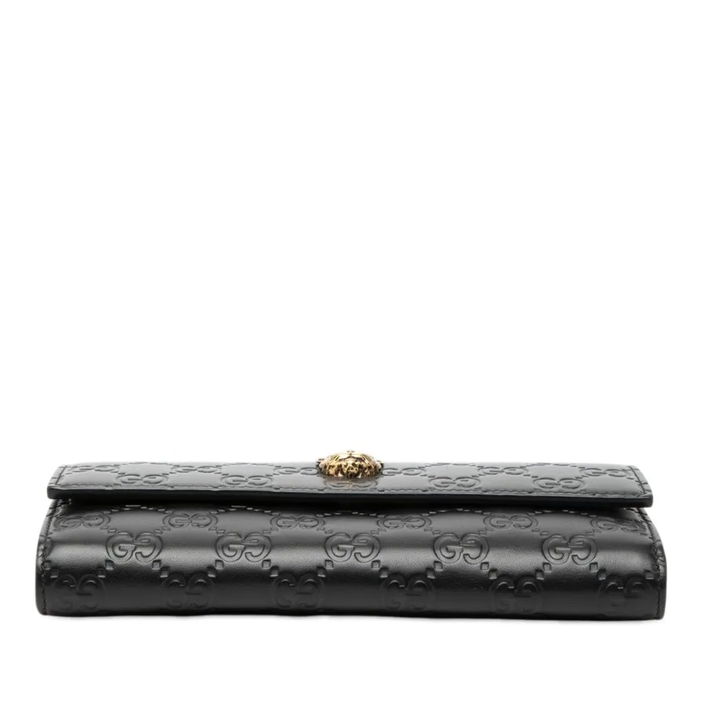Gucci Guccissima Signature Crystal Cat Continental Wallet Black Leather Very good - Inside View