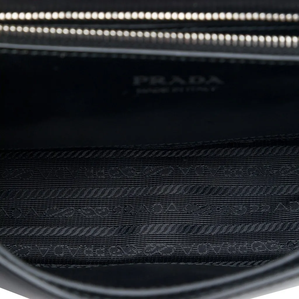 Prada City Calfskin and Saffiano Studded Elektra Crossbody Black Leather Very good - Model View