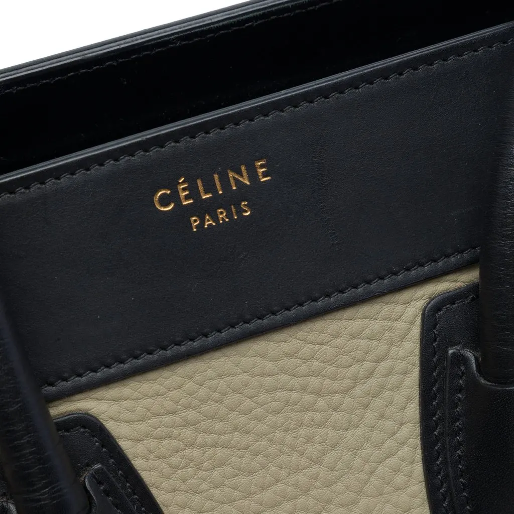 Celine Micro Tricolor Leather Luggage Tote Beige Leather Good - Box View