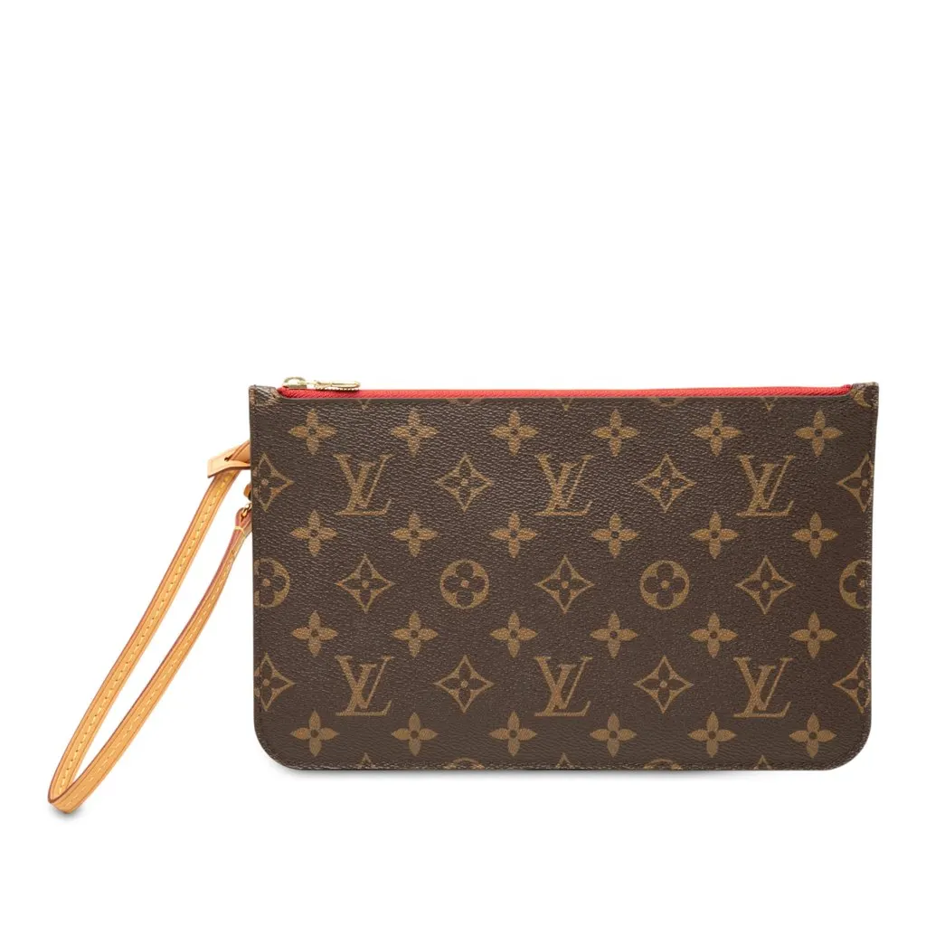 Louis Vuitton Monogram Neverfull MM Pouch Brown Very good - Front View