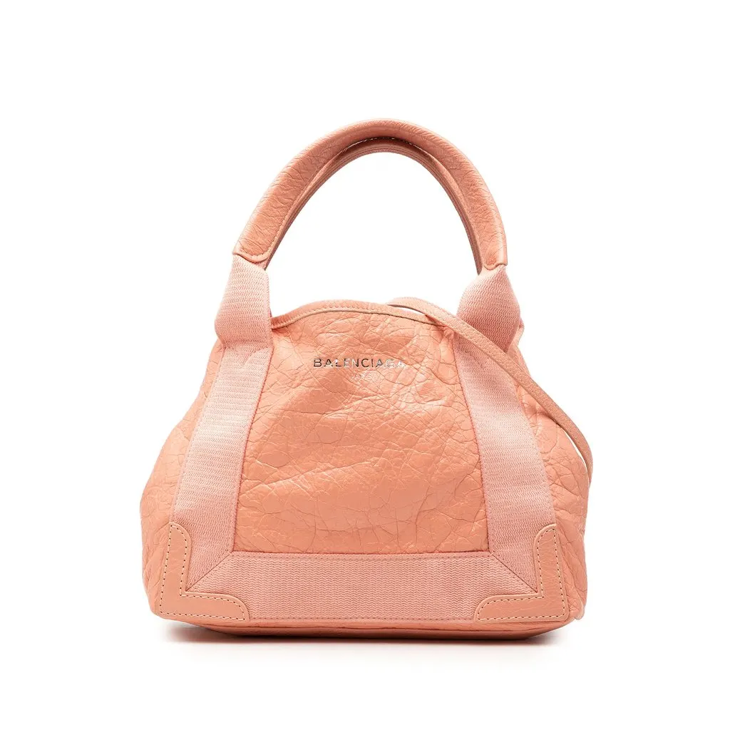 Balenciaga Lambskin Navy Cabas XS Pink Leather Very good - Front View