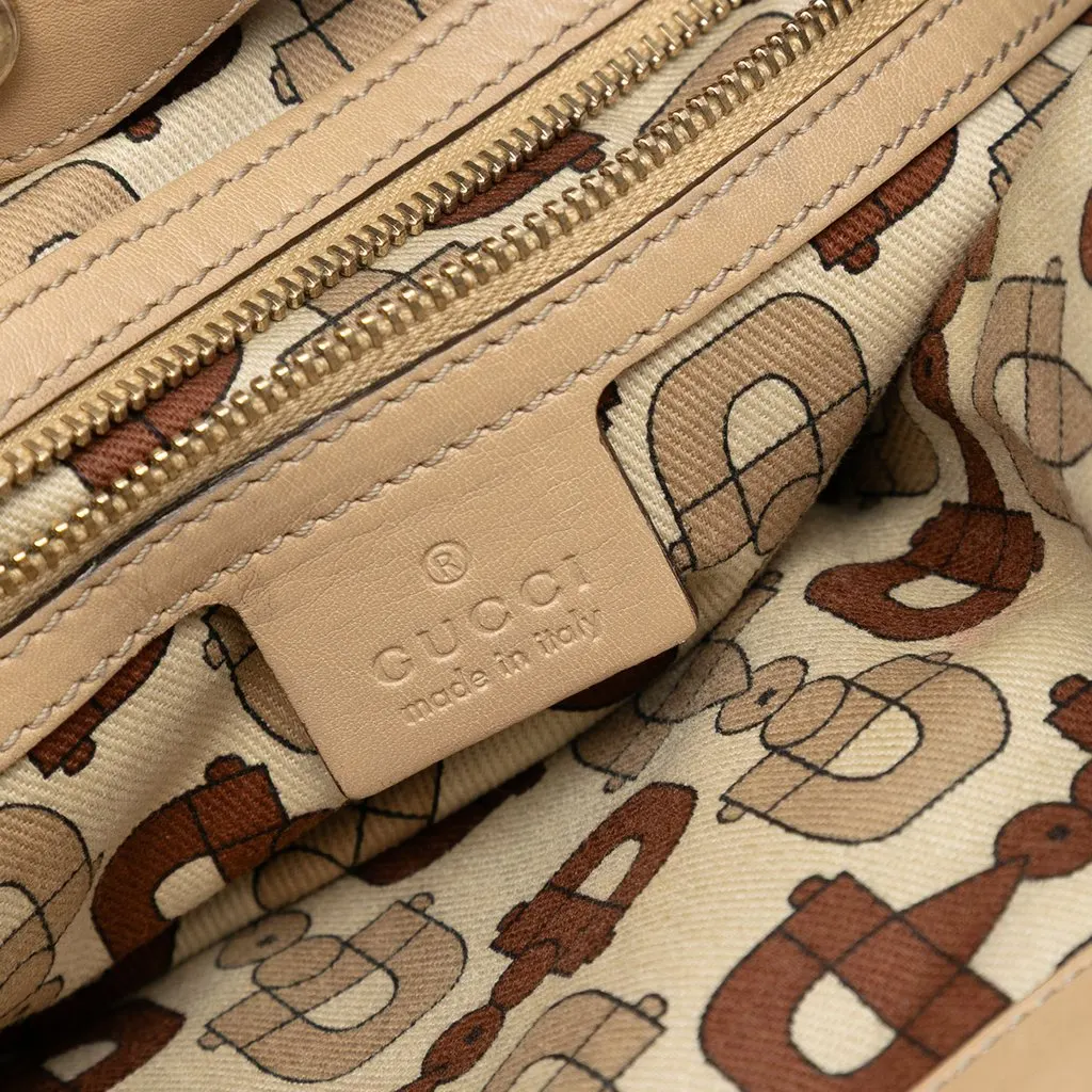 Gucci Medium Guccissima Web Britt Satchel Beige Leather Good - Box View