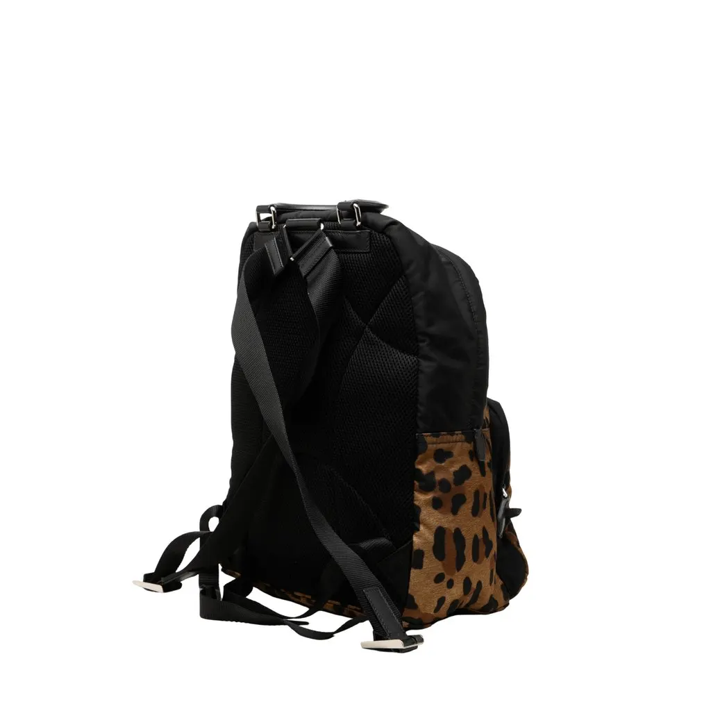 Prada Leopard Print Tessuto Backpack Brown Polyamide Very good - Back View