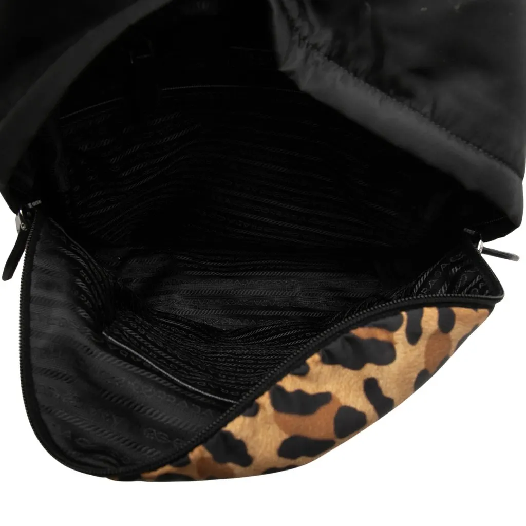 Prada Leopard Print Tessuto Backpack Brown Polyamide Very good - Model View