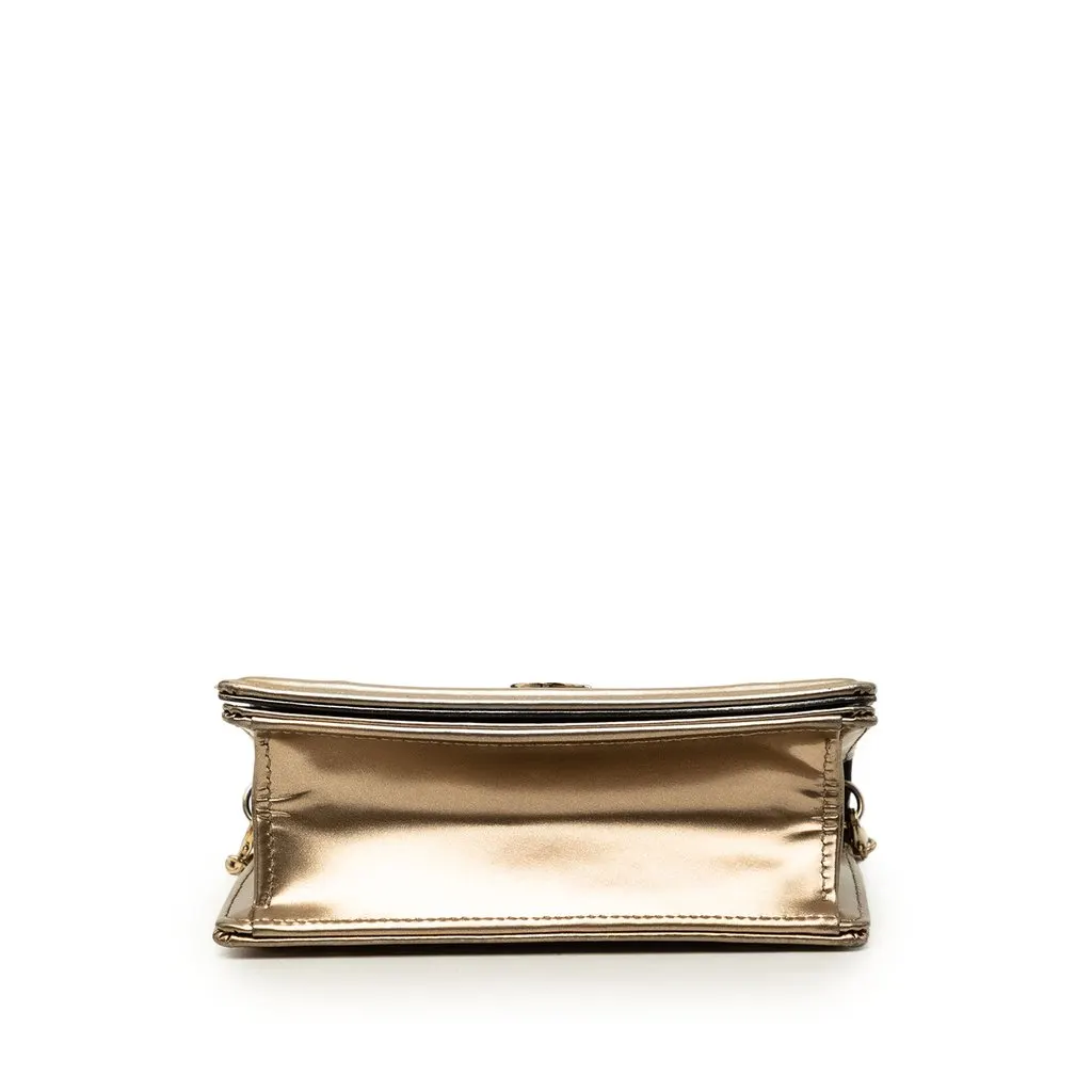 Dior Baby Metallic Patent Microcannage Diorama Flap Gold Leather Very good - Inside View