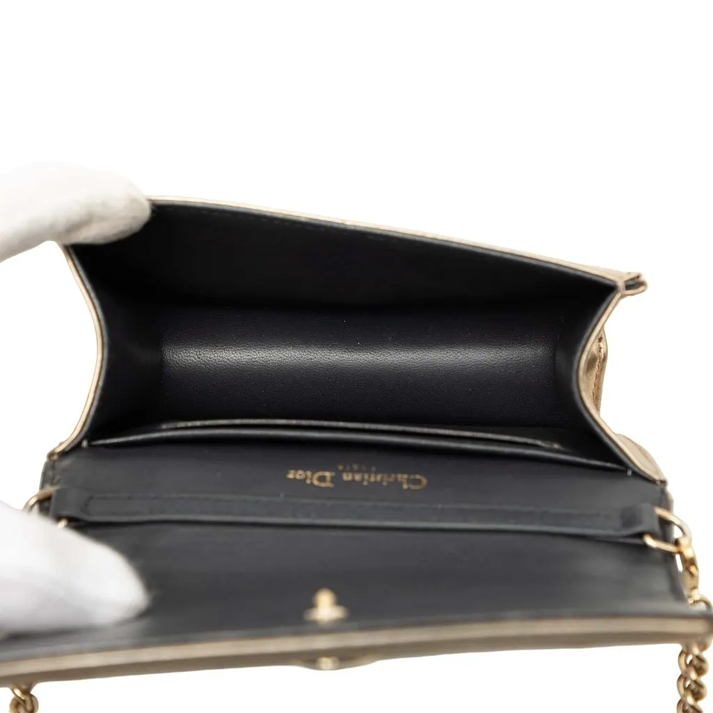 Dior Baby Metallic Patent Microcannage Diorama Flap Gold Leather Very good - Model View