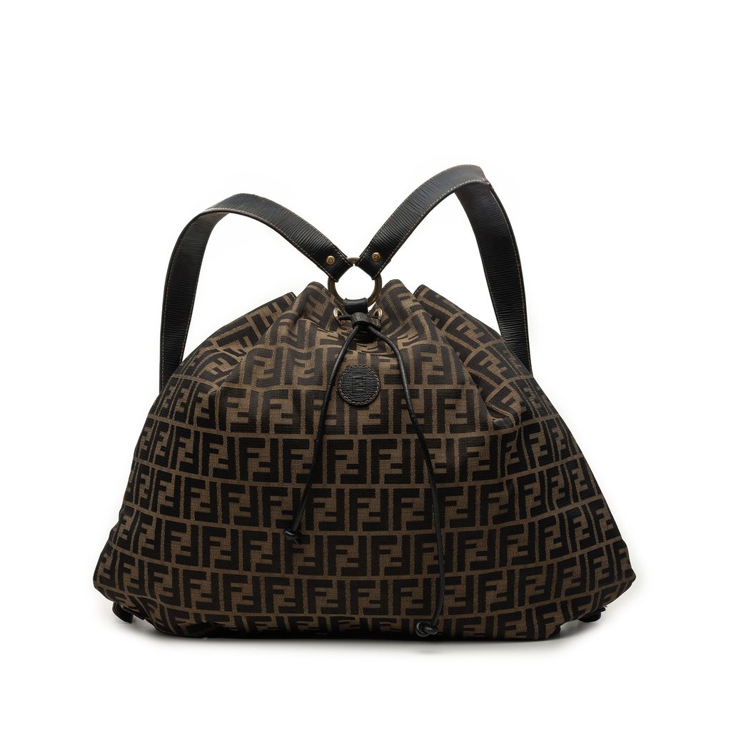 Fendi Zucca Canvas Drawstring Backpack Brown X-Large