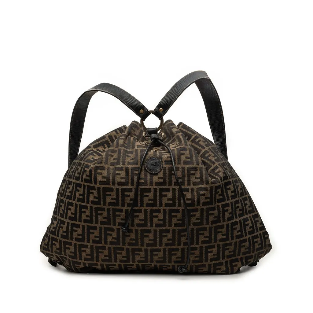 Fendi Zucca Canvas Drawstring Backpack Brown X-Large