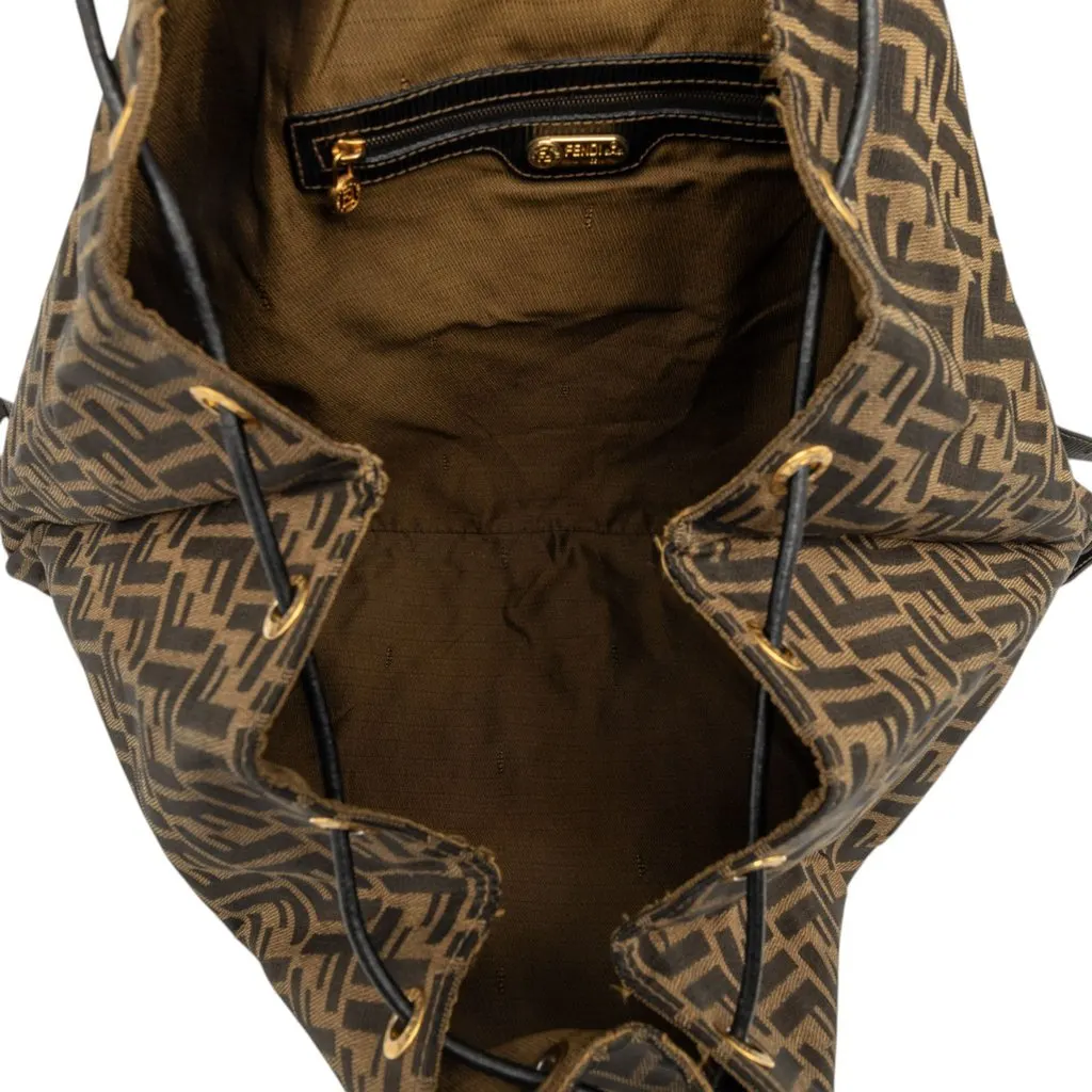 Fendi Zucca Canvas Drawstring Backpack Brown Very good - Model View