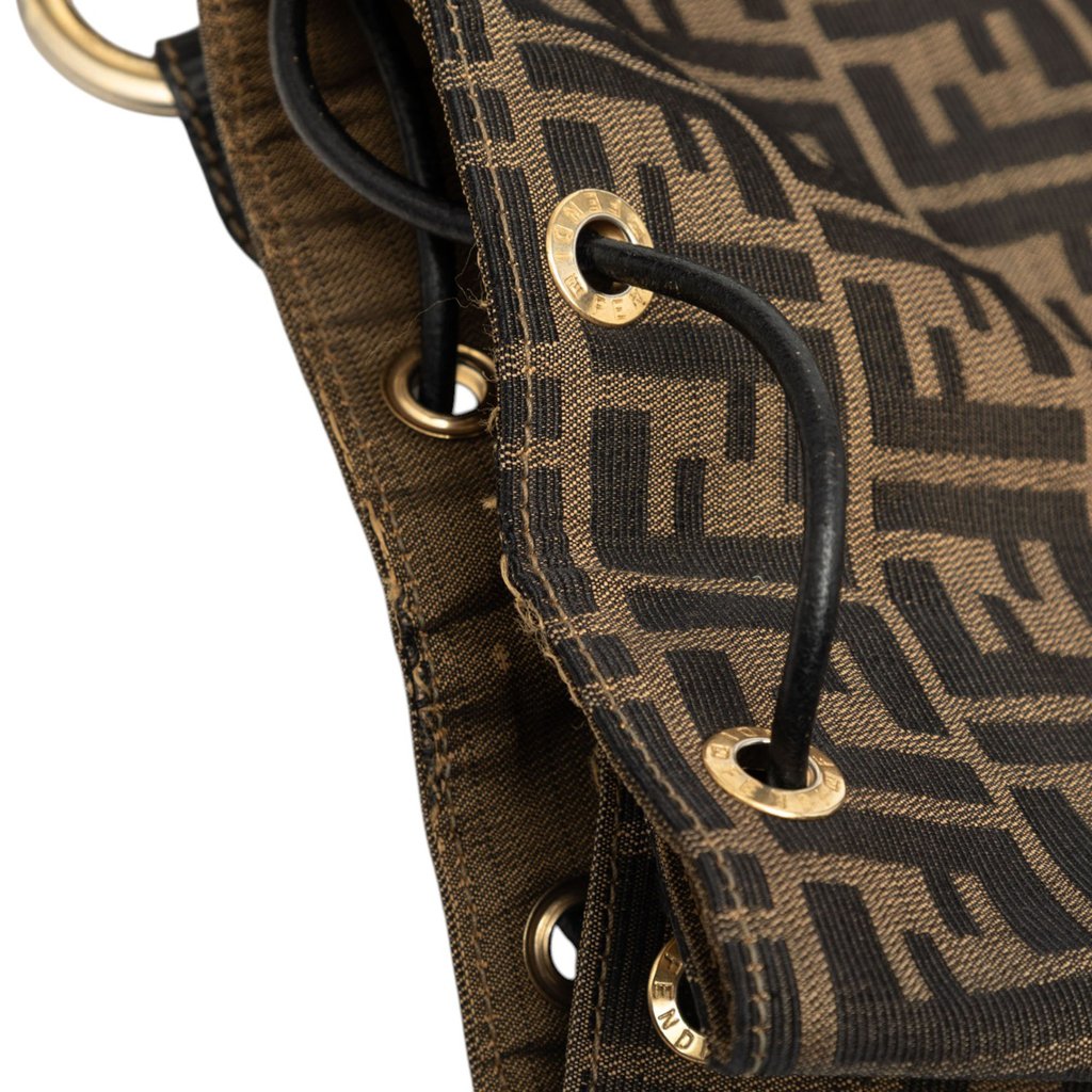 Fendi Zucca Canvas Drawstring Backpack Brown X-Large display picture 2