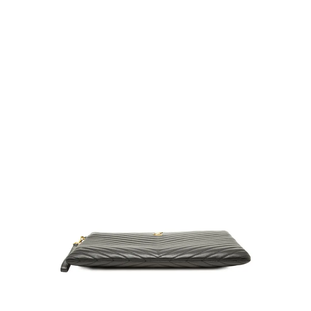 Saint Laurent Chevron Leather Monogram Document Holder Black Leather Good - Inside View