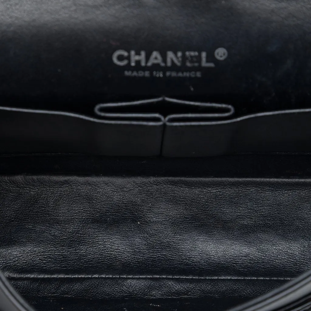 Chanel Medium Classic Patent Double Flap Black Leather Very good - Model View