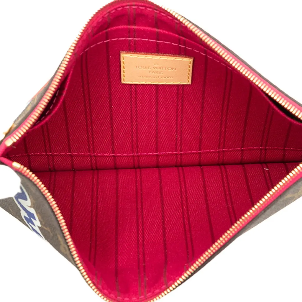 Louis Vuitton Monogram Patches Neverfull MM Pouch Brown Very good - Model View