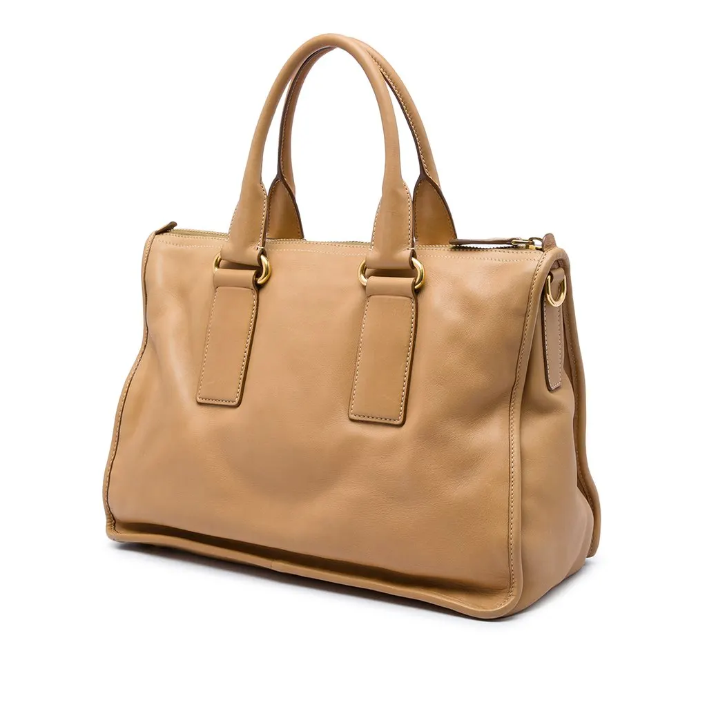 Prada Soft Calf Satchel Brown Leather Good - Back View